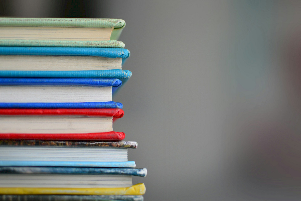 A collection of books. A little time. A lot of learning.. Photo by Kimberly Farmer, Unsplash.